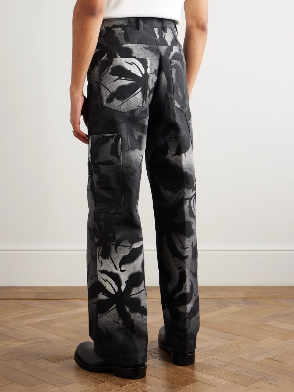 Straight-Leg Floral-Print Cotton Trousers - BK Straight-Leg Floral-Print Cotton Trousers - BK