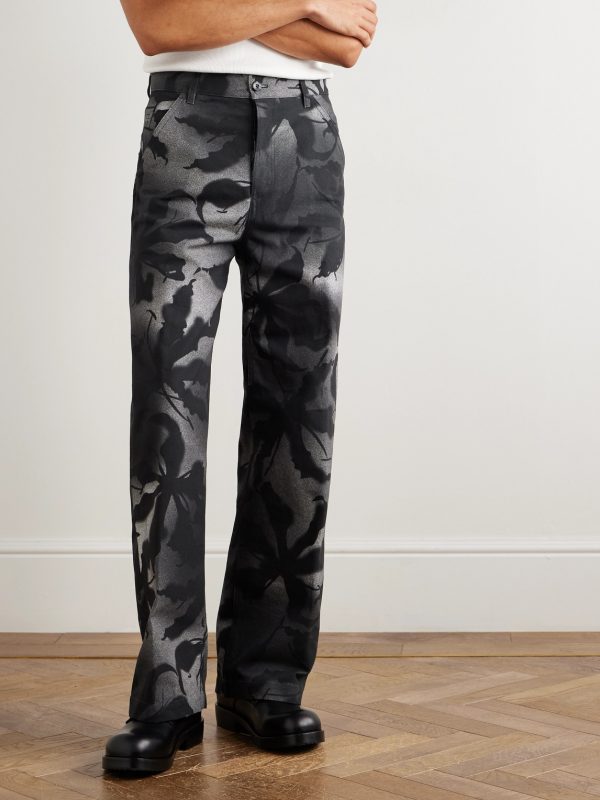 Straight-Leg Floral-Print Cotton Trousers - FR Straight-Leg Floral-Print Cotton Trousers - FR