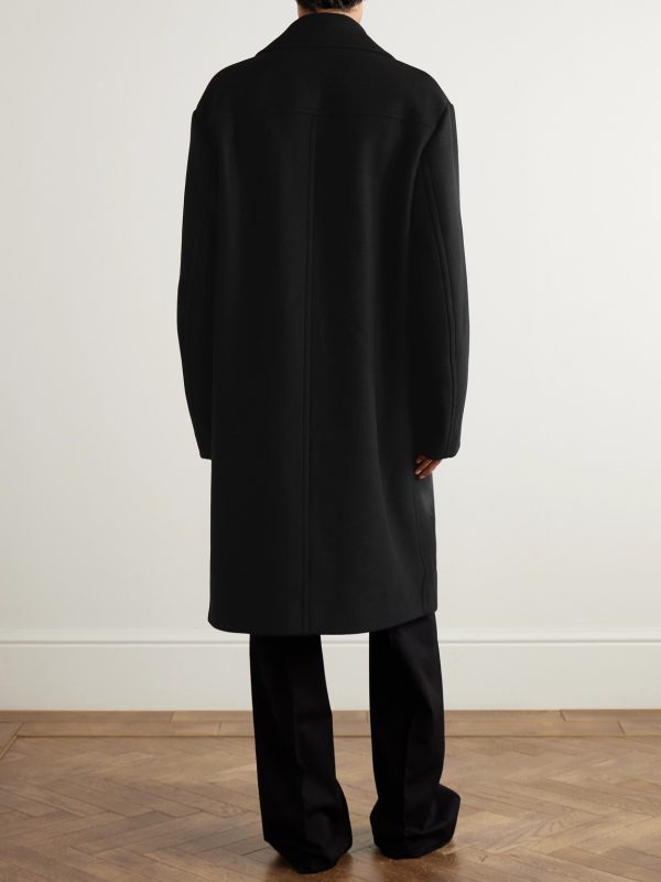 Double-Breasted Printed Wool-Blend Coat - BK Double-Breasted Printed Wool-Blend Coat - BK