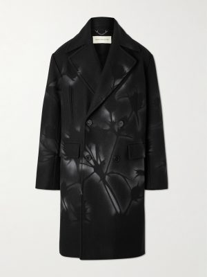 Double-Breasted Printed Wool-Blend Coat