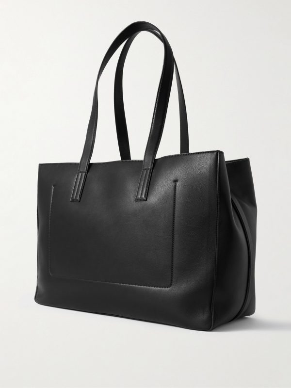 Logo-Debossed Leather Tote Bag - BK