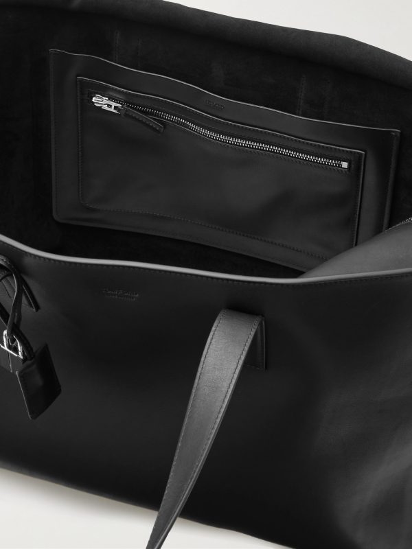 Logo-Debossed Leather Tote Bag - E1