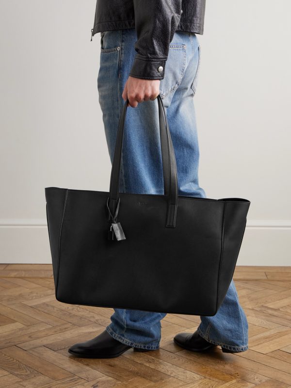 Logo-Debossed Leather Tote Bag - OU