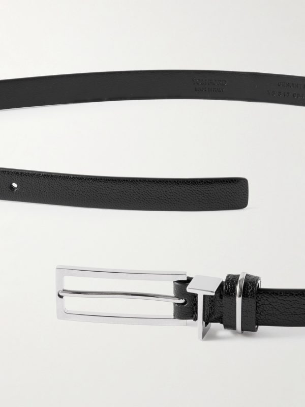 3cm Full-Grain Glossed-Leather Belt - E1