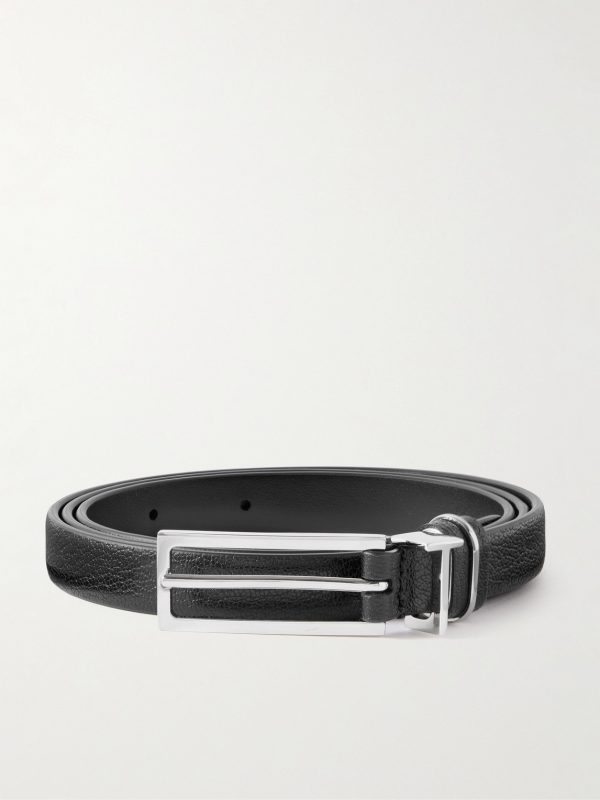3cm Full-Grain Glossed-Leather Belt