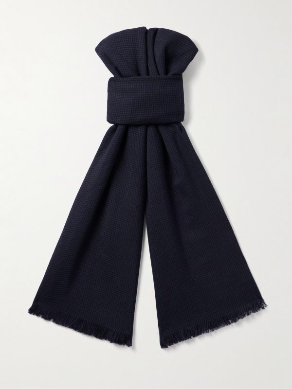 Frayed Puppytooth Wool Scarf Frayed Puppytooth Wool Scarf