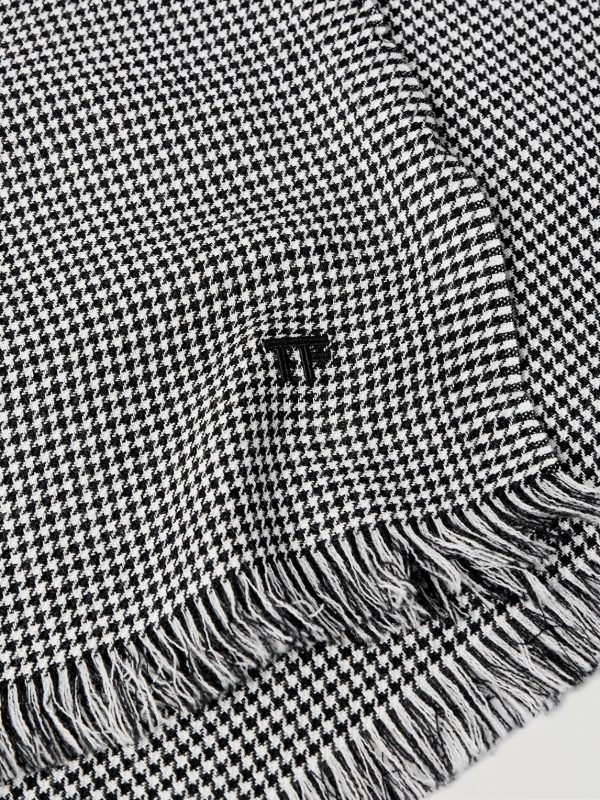 Frayed Puppytooth Wool Scarf - CU