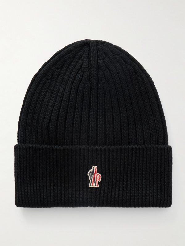 Logo-Appliquéd Ribbed Virgin Wool Beanie