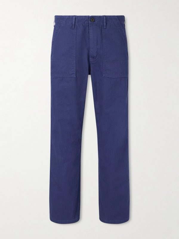 Tuff Tony Straight-Leg Herringbone Cotton Trousers Tuff Tony Straight-Leg Herringbone Cotton Trousers