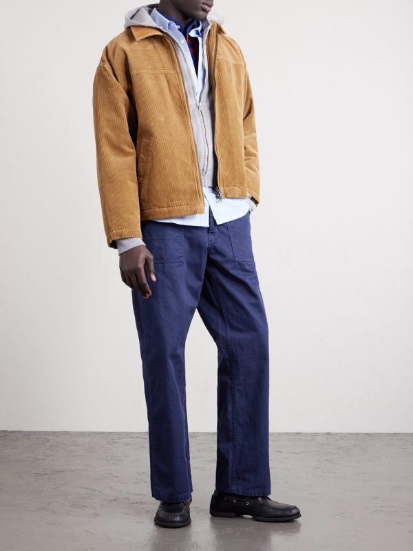 Tuff Tony Straight-Leg Herringbone Cotton Trousers - OU Tuff Tony Straight-Leg Herringbone Cotton Trousers - OU