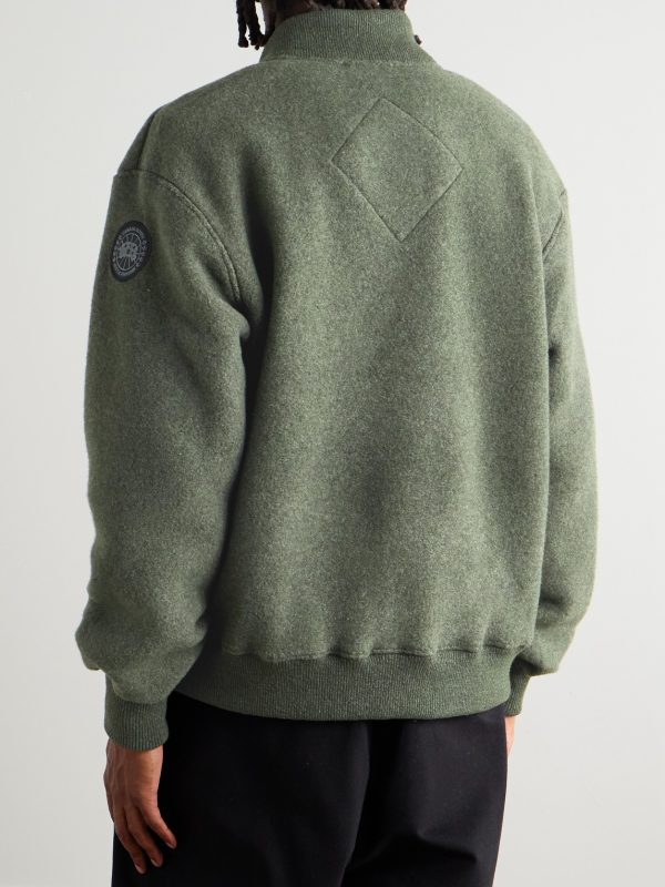 Hudson Logo-Appliquéd Recycled Wool-Blend Fleece Bomber Jacket - BK Hudson Logo-Appliquéd Recycled Wool-Blend Fleece Bomber Jacket - BK