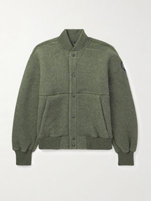 Hudson Logo-Appliquéd Recycled Wool-Blend Fleece Bomber Jacket