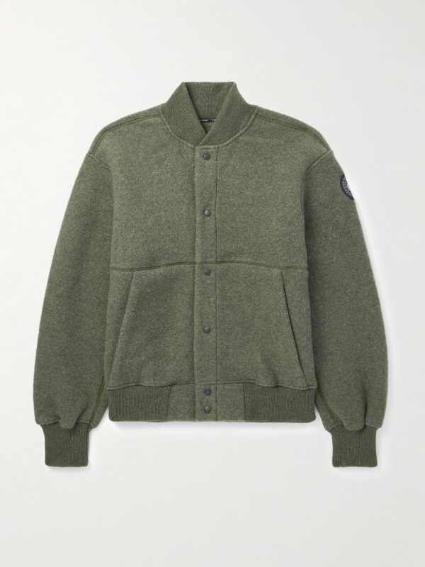 Hudson Logo-Appliquéd Recycled Wool-Blend Fleece Bomber Jacket Hudson Logo-Appliquéd Recycled Wool-Blend Fleece Bomber Jacket