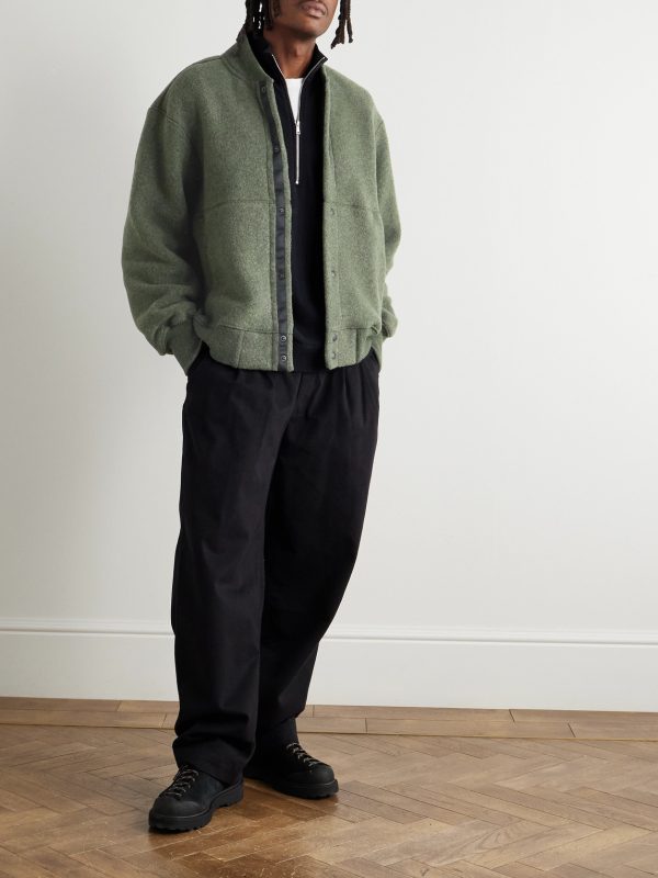 Hudson Logo-Appliquéd Recycled Wool-Blend Fleece Bomber Jacket - OU Hudson Logo-Appliquéd Recycled Wool-Blend Fleece Bomber Jacket - OU