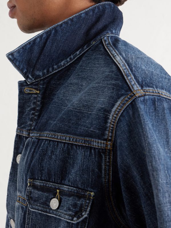 Social Sculpture 101 X DMGD-1010 Cropped Distressed Selvedge Denim Jacket - CU Social Sculpture 101 X DMGD-1010 Cropped Distressed Selvedge Denim Jacket - CU
