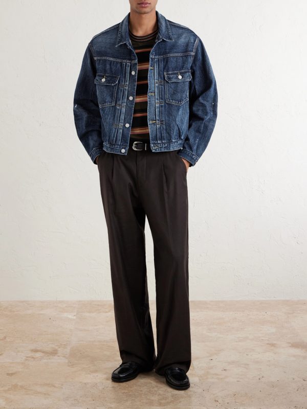 Social Sculpture 101 X DMGD-1010 Cropped Distressed Selvedge Denim Jacket - OU Social Sculpture 101 X DMGD-1010 Cropped Distressed Selvedge Denim Jacket - OU