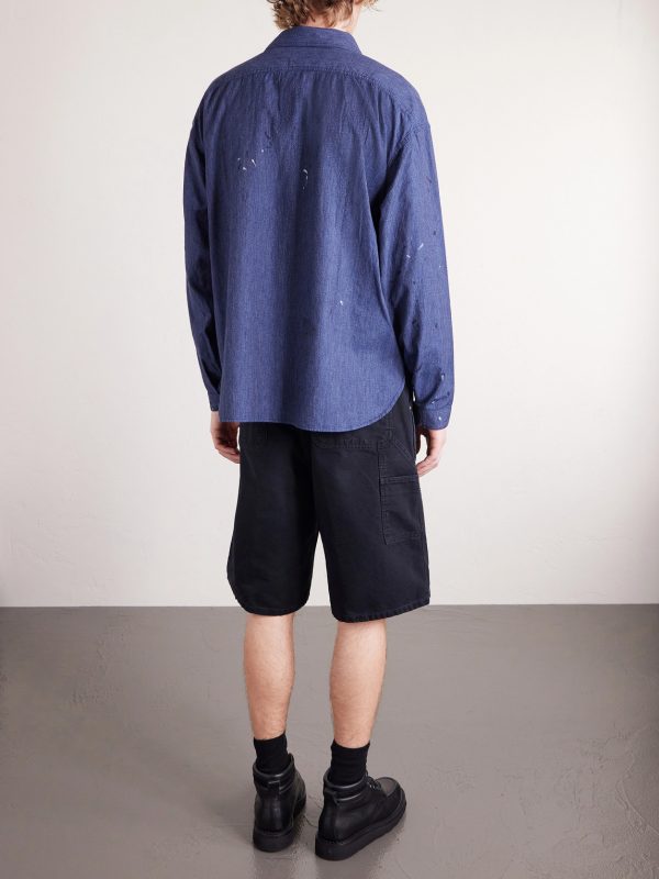 Paint-Splattered Cotton and Silk-Blend Chambray Shirt - BK