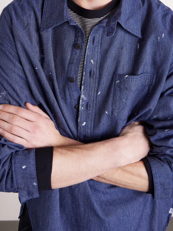 Paint-Splattered Cotton and Silk-Blend Chambray Shirt - CU