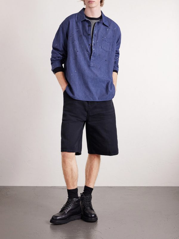 Paint-Splattered Cotton and Silk-Blend Chambray Shirt - OU