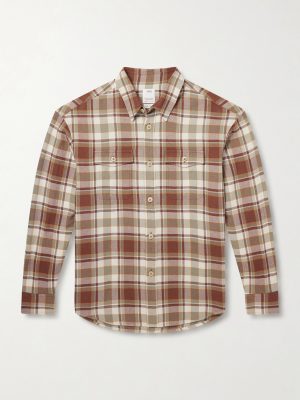 Lumber Checked Wool and Linen-Blend Twill Shirt