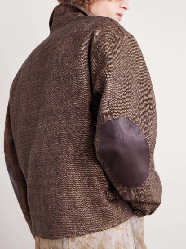 Strato Leather-Trimmed Linen and Wool-Blend Twill Jacket - CU Strato Leather-Trimmed Linen and Wool-Blend Twill Jacket - CU