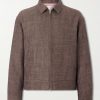 Strato Leather-Trimmed Linen and Wool-Blend Twill Jacket Strato Leather-Trimmed Linen and Wool-Blend Twill Jacket