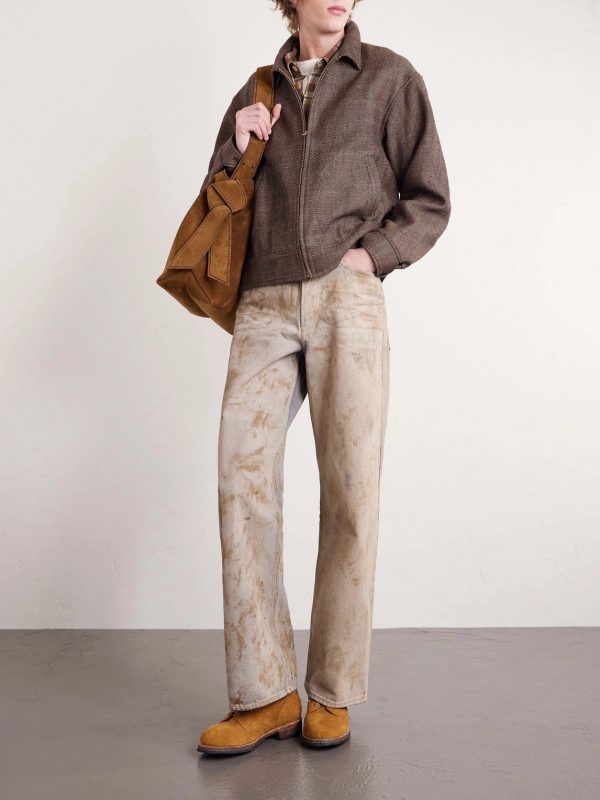 Strato Leather-Trimmed Linen and Wool-Blend Twill Jacket - OU Strato Leather-Trimmed Linen and Wool-Blend Twill Jacket - OU