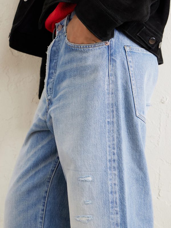 Social Sculpture 01 Wide-Leg Distressed Selvedge Jeans - CU