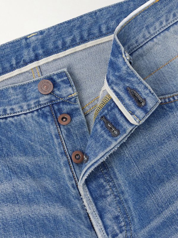 Social Sculpture 01 Wide-Leg Distressed Selvedge Jeans - E1