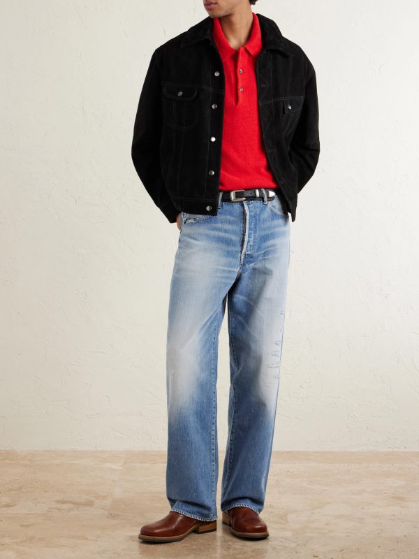 Social Sculpture 01 Wide-Leg Distressed Selvedge Jeans - OU