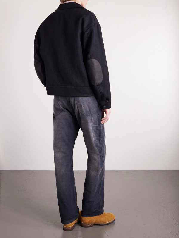 Strato Leather-Trimmed Linen and Wool-Blend Twill Jacket - BK Strato Leather-Trimmed Linen and Wool-Blend Twill Jacket - BK