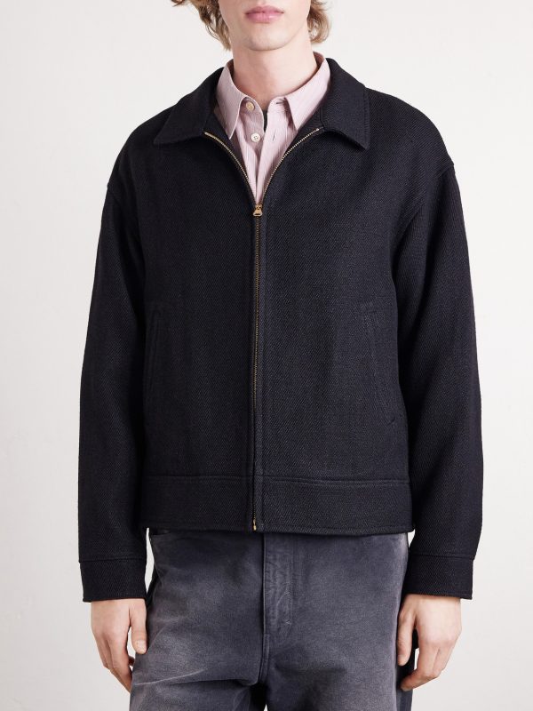 Strato Leather-Trimmed Linen and Wool-Blend Twill Jacket - FR Strato Leather-Trimmed Linen and Wool-Blend Twill Jacket - FR