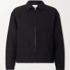 Strato Leather-Trimmed Linen and Wool-Blend Twill Jacket Strato Leather-Trimmed Linen and Wool-Blend Twill Jacket