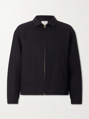 Strato Leather-Trimmed Linen and Wool-Blend Twill Jacket Strato Leather-Trimmed Linen and Wool-Blend Twill Jacket