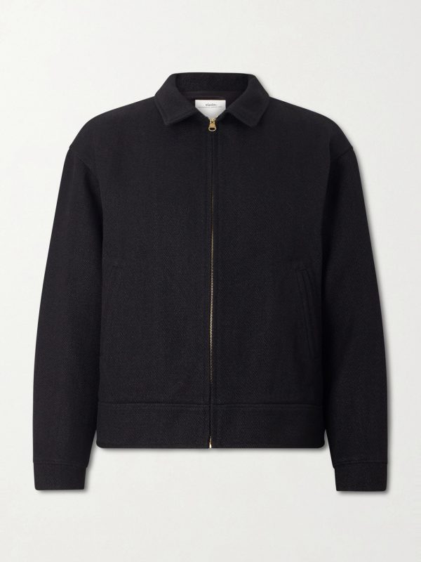 Strato Leather-Trimmed Linen and Wool-Blend Twill Jacket Strato Leather-Trimmed Linen and Wool-Blend Twill Jacket