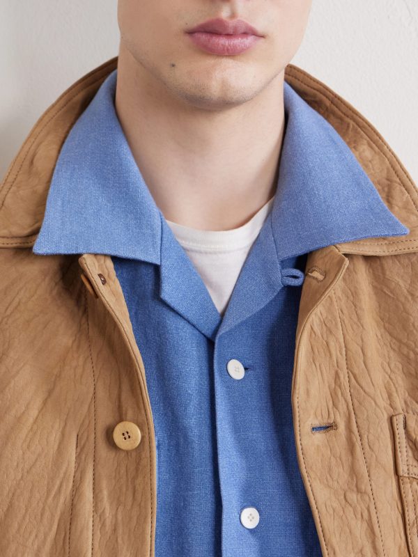 Carrow Convertible-Collar Wool and Linen-Blend Shirt - CU Carrow Convertible-Collar Wool and Linen-Blend Shirt - CU