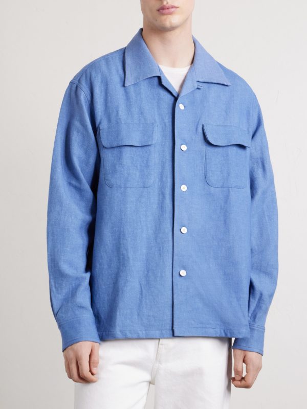 Carrow Convertible-Collar Wool and Linen-Blend Shirt - FR Carrow Convertible-Collar Wool and Linen-Blend Shirt - FR