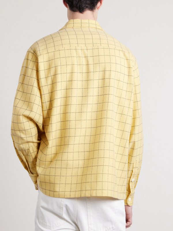 Carrow Convertible-Collar Checked Wool Shirt - BK Carrow Convertible-Collar Checked Wool Shirt - BK