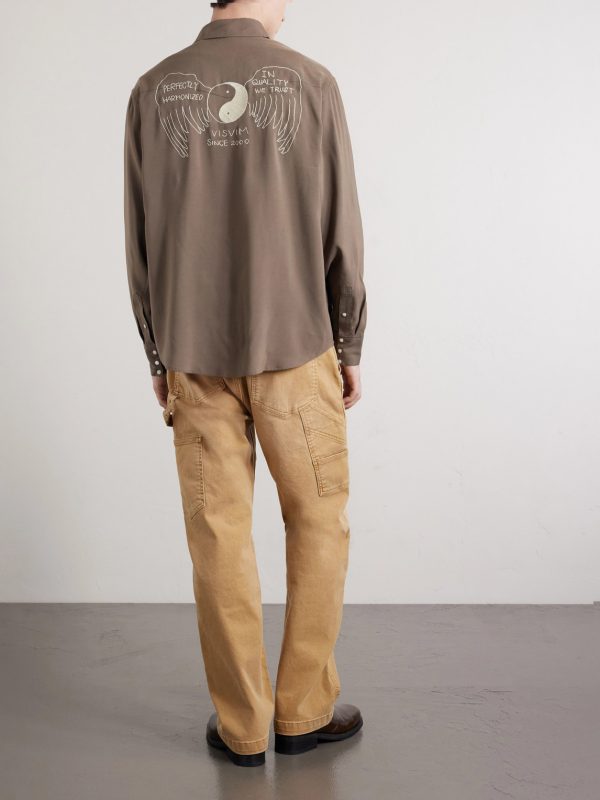 Four Corners Logo-Embroidered Canvas Western Shirt - BK Four Corners Logo-Embroidered Canvas Western Shirt - BK