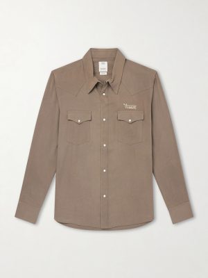 Four Corners Logo-Embroidered Canvas Western Shirt Four Corners Logo-Embroidered Canvas Western Shirt