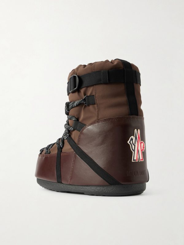 + Moon Boot Icon Low Gaiter Padded Shell and Leather Snow Boots - BK + Moon Boot Icon Low Gaiter Padded Shell and Leather Snow Boots - BK