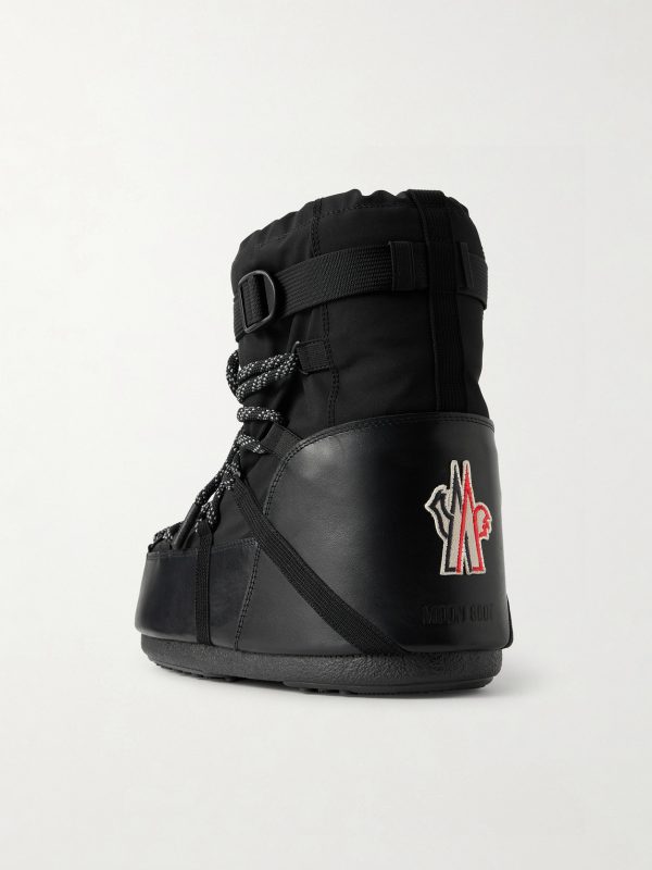 + Moon Boot Icon Low Gaiter Padded Shell and Leather Snow Boots - BK