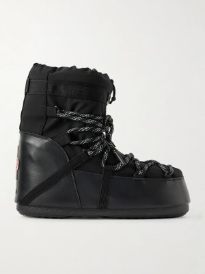 + Moon Boot Icon Low Gaiter Padded Shell and Leather Snow Boots