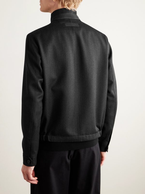 Nubuck-Trimmed Virgin Wool-Twill Jacket - BK Nubuck-Trimmed Virgin Wool-Twill Jacket - BK