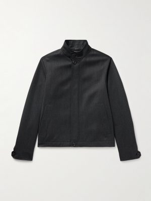 Nubuck-Trimmed Virgin Wool-Twill Jacket