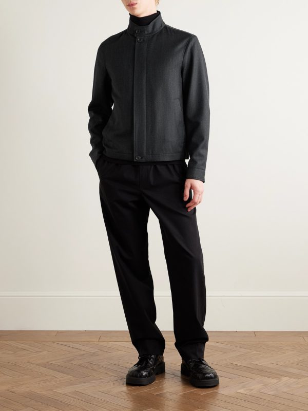 Nubuck-Trimmed Virgin Wool-Twill Jacket - OU Nubuck-Trimmed Virgin Wool-Twill Jacket - OU