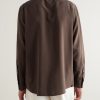 Spread-Collar Mulberry Silk Shirt - BK