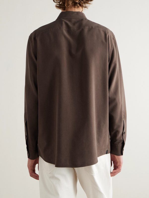 Spread-Collar Mulberry Silk Shirt - BK