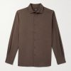 Spread-Collar Mulberry Silk Shirt
