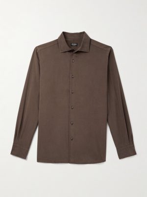 Spread-Collar Mulberry Silk Shirt Spread-Collar Mulberry Silk Shirt